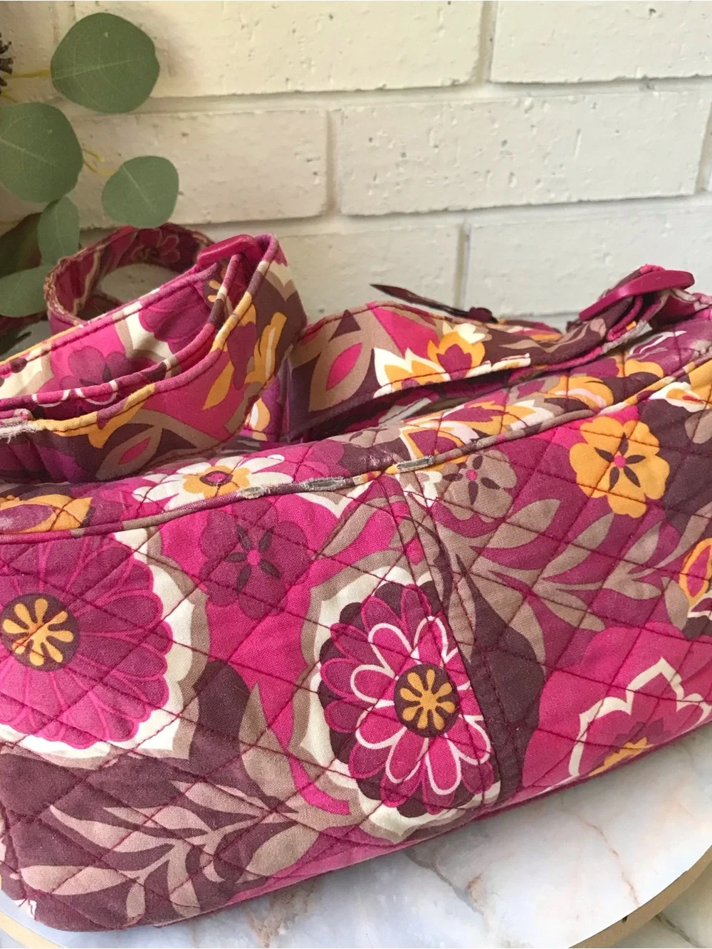 Vera Bradley Carnaby Large Backpack Pink Floral Quilted